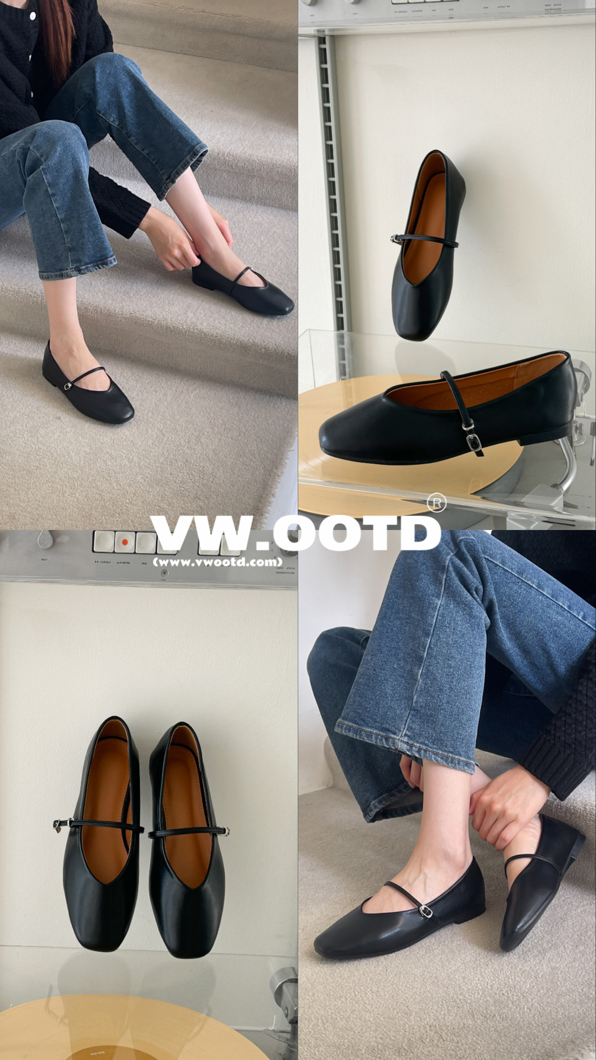 超輕軟熟瑪莉珍平底鞋(黑色)