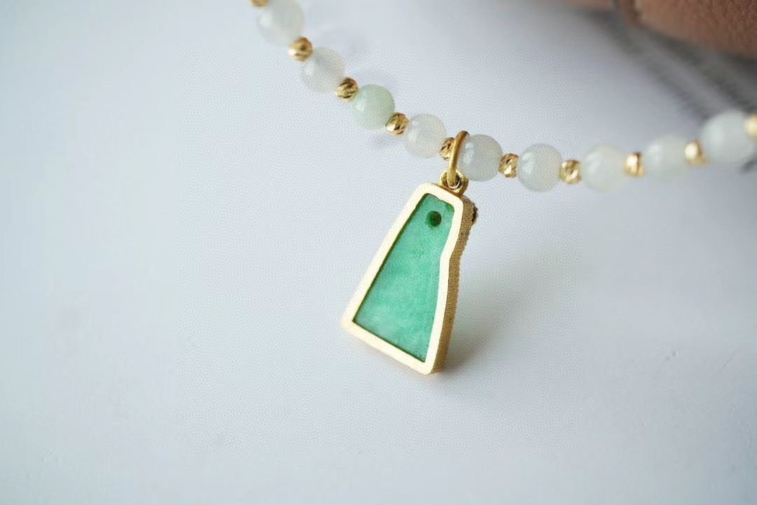 920865 翡翠小米鏈"無事牌"項鏈 (3.8mm直徑)