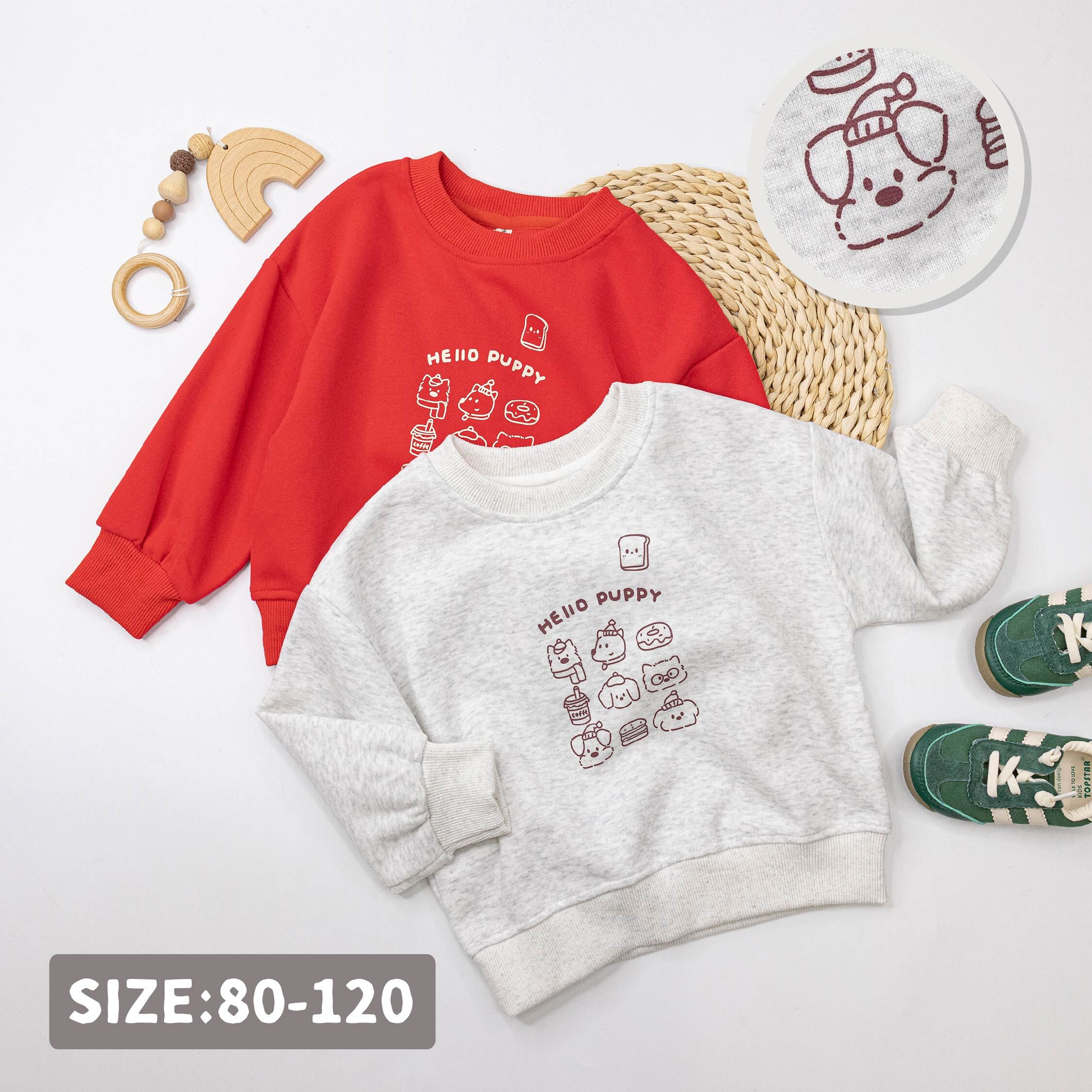 【H55466】歡樂動物吃點心上衣＊二色