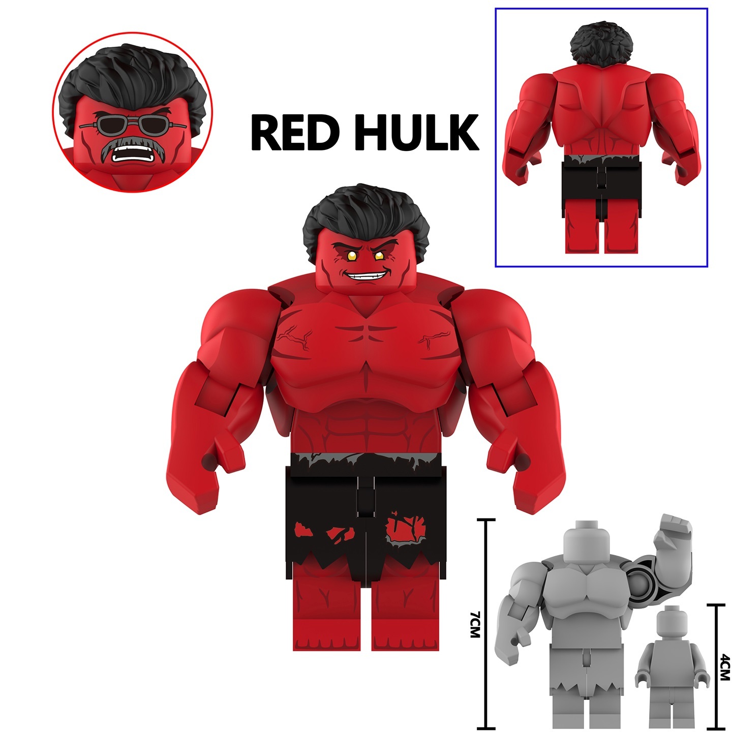Red Hulk Custom Minifigures Fit Lego (7CM) AF346