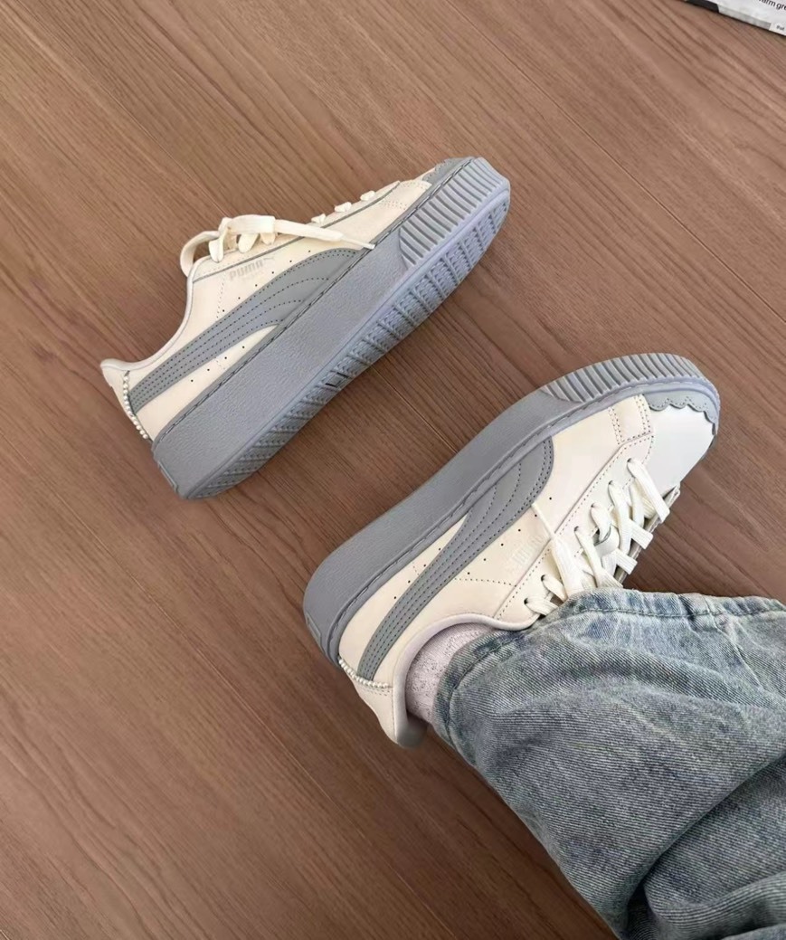 <連線代購商品> PUMA PLATFORM 米灰色 芭蕾風 厚底增高 休閒鞋【398910-04】