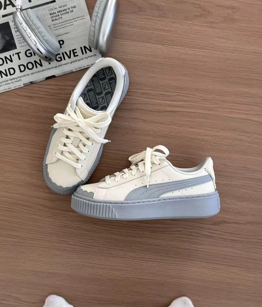 <連線代購商品> PUMA PLATFORM 米灰色 芭蕾風 厚底增高 休閒鞋【398910-04】