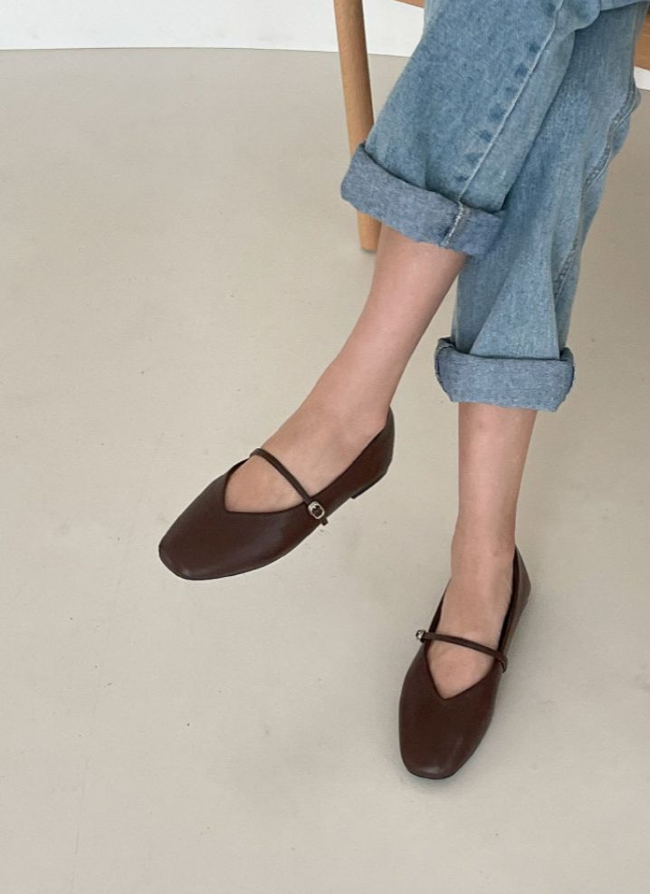 超輕軟熟瑪莉珍平底鞋(啡色)