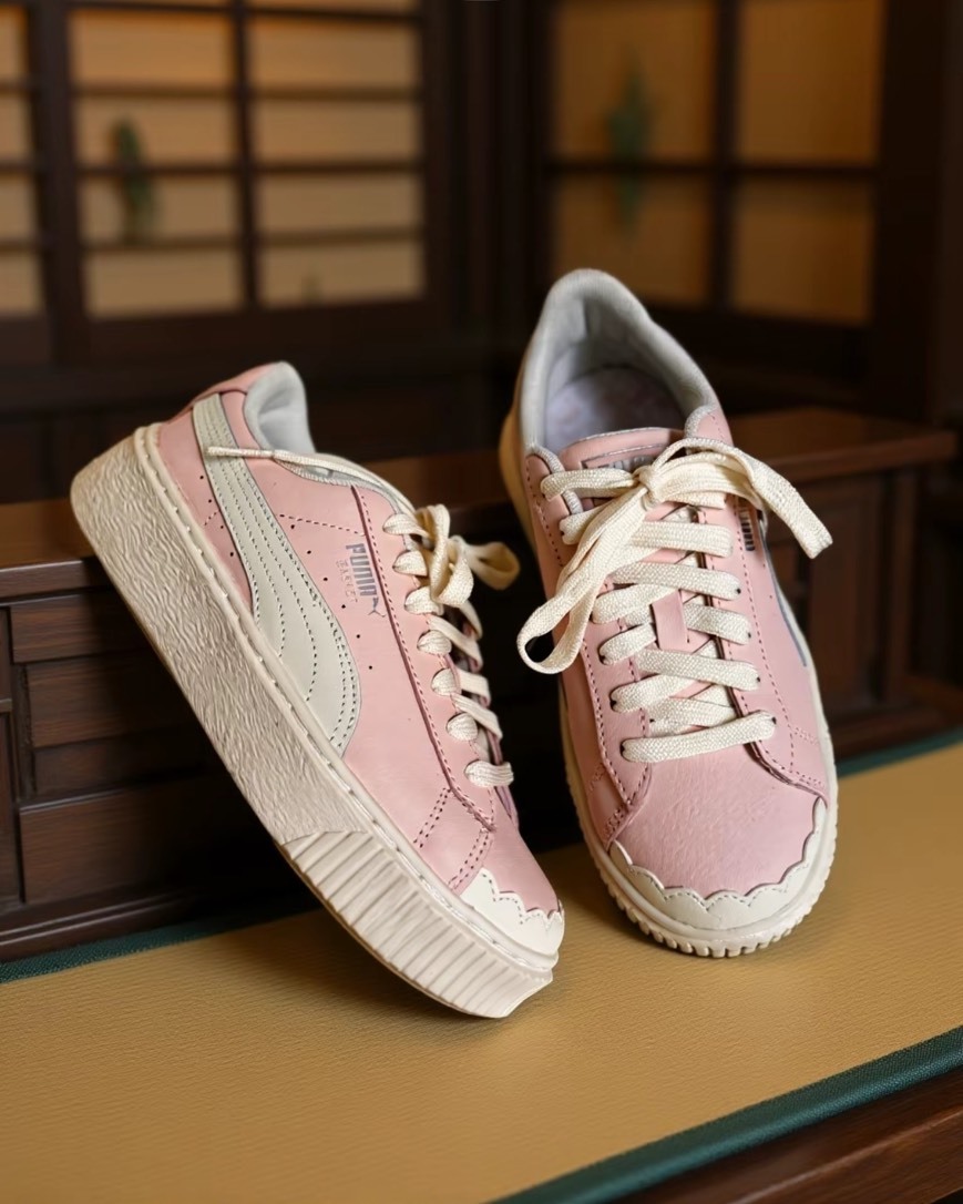 <連線代購商品> PUMA PLATFORM 櫻花粉 花苞鞋 芭蕾風 厚底增高 休閒鞋【397250-02】