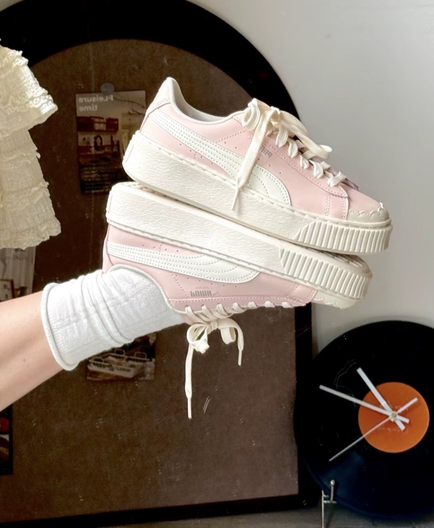 <連線代購商品> PUMA PLATFORM 櫻花粉 花苞鞋 芭蕾風 厚底增高 休閒鞋【397250-02】