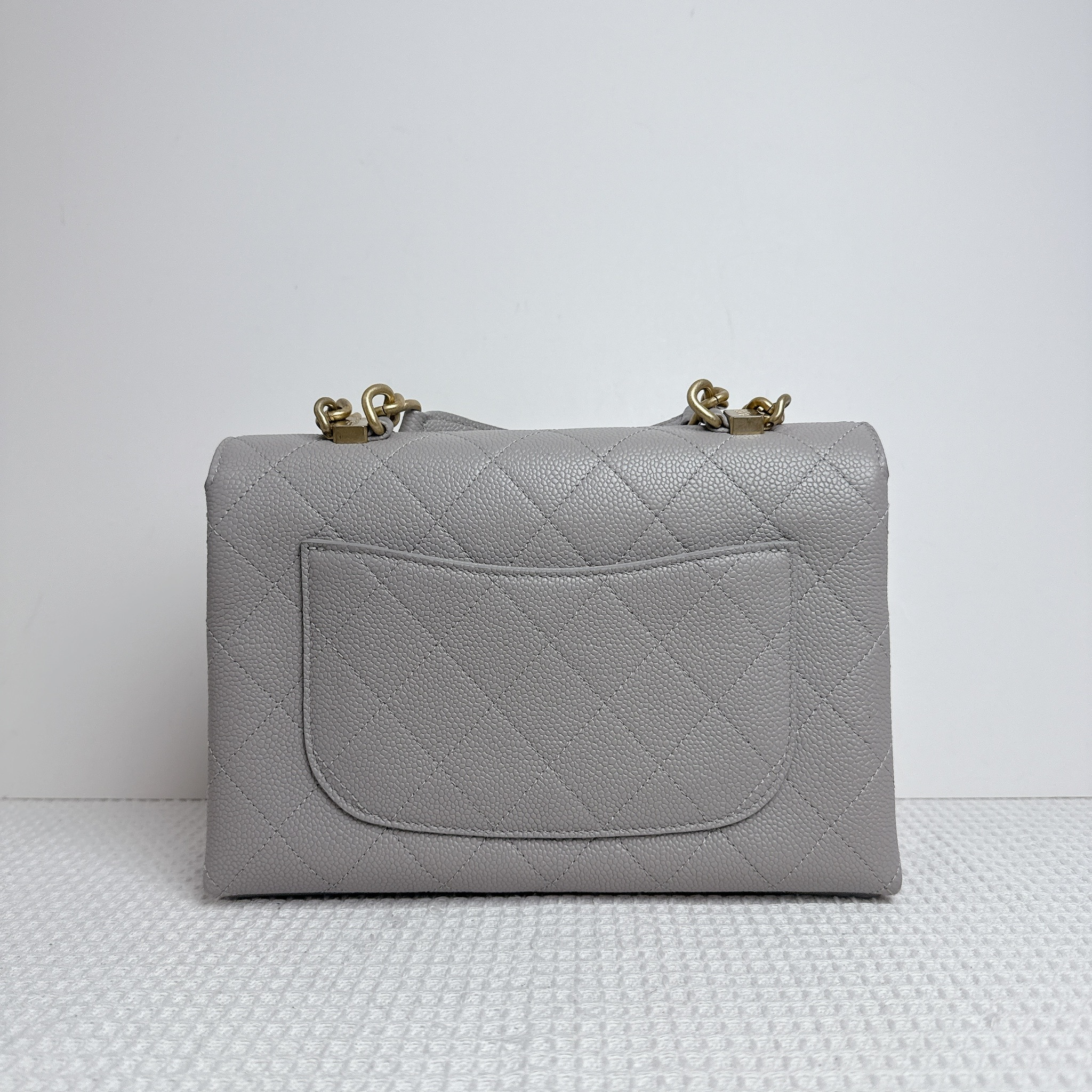Chanel Flap Bag With Handle Bag - Grey / Ghw
