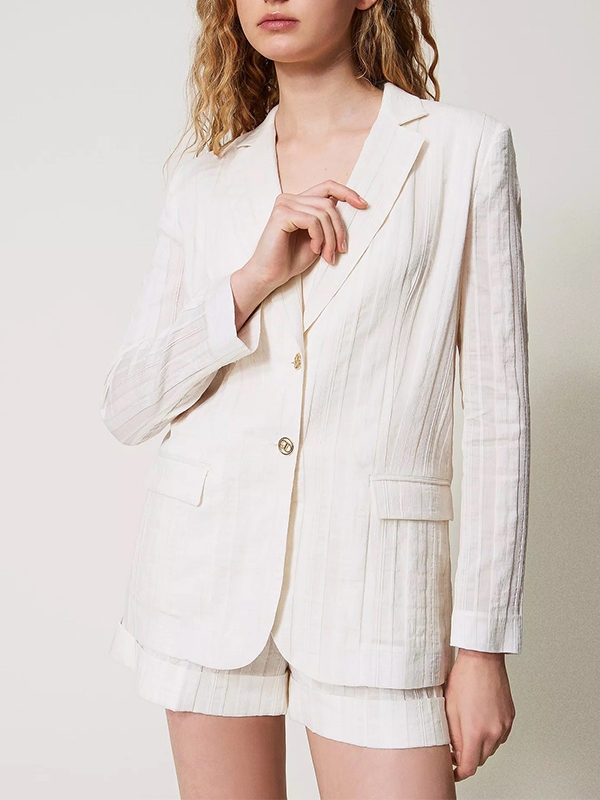 TWIN-SET 直條紋西裝外套