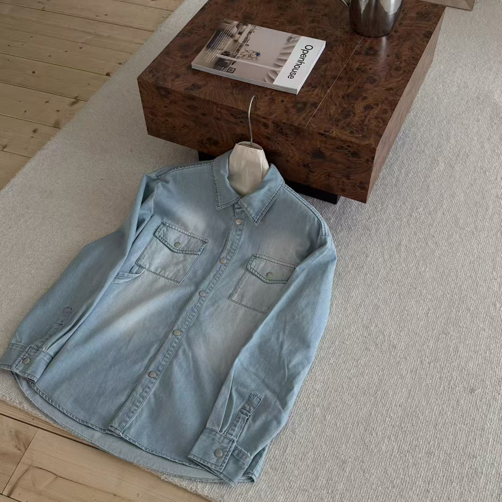 SP03四季可穿的超美淺刷水洗藍牛仔襯外