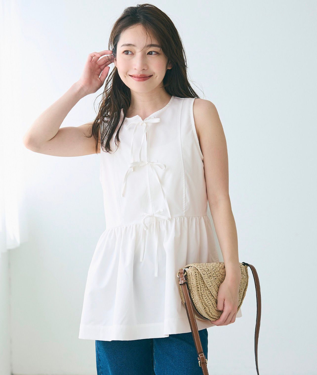 【預購】JN093004 coca 無袖蝴蝶結襯衫