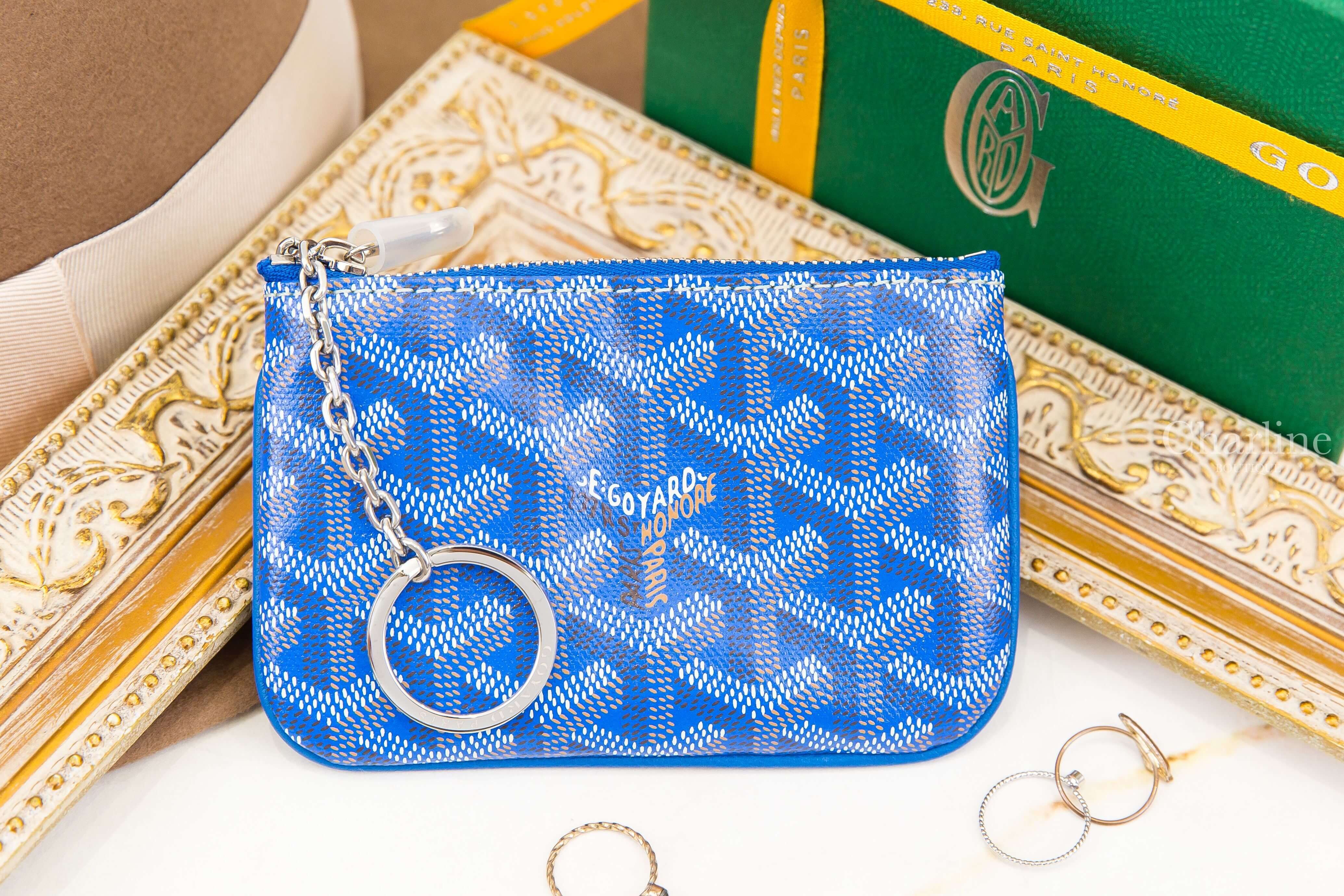 Goyard Sénat Nano Key Pouch 天空藍小牛皮黃色內裡銀釦拉鍊鑰匙零錢包-Charline Boutique 精品代購