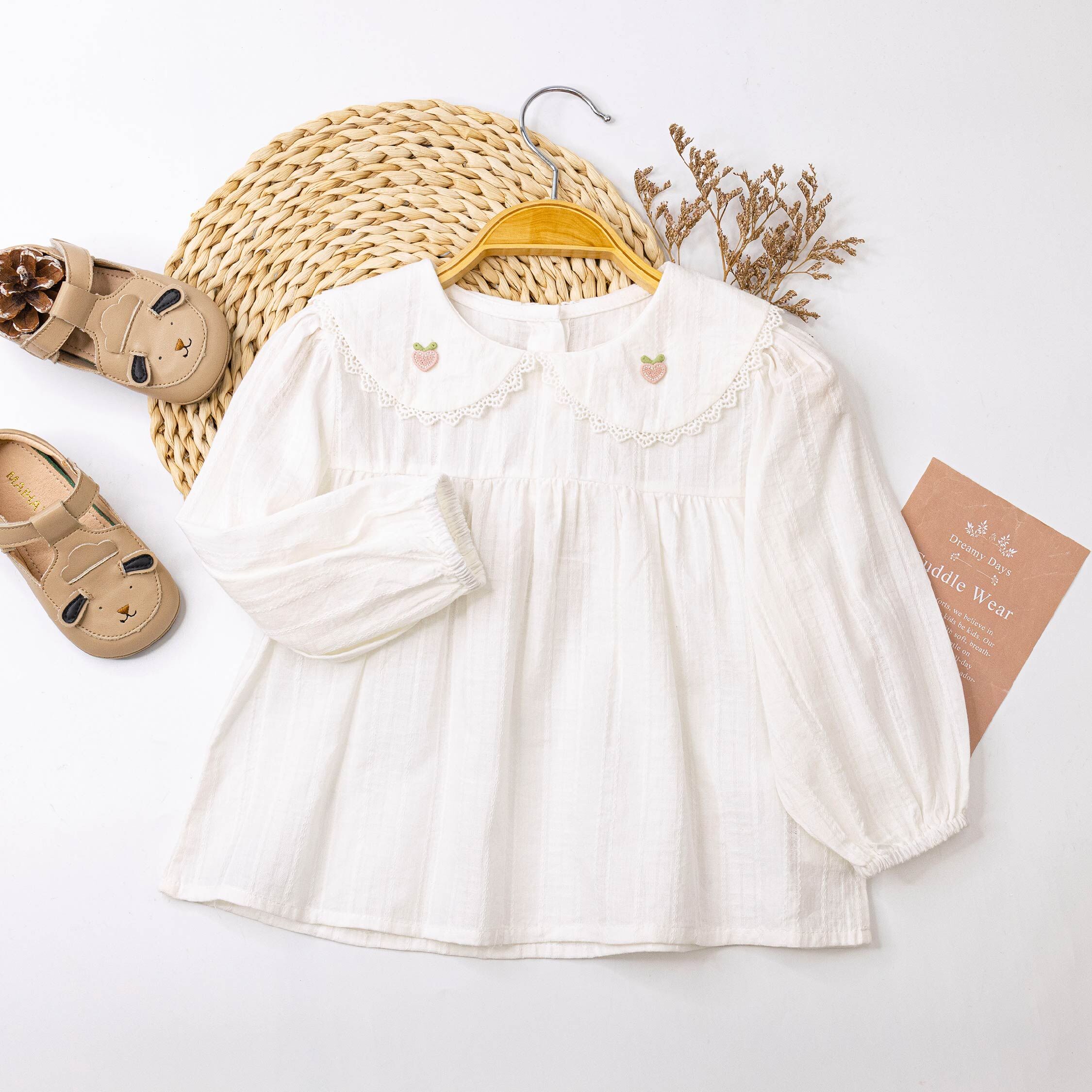 【H55277】愛心蘿蔔布貼花邊領上衣