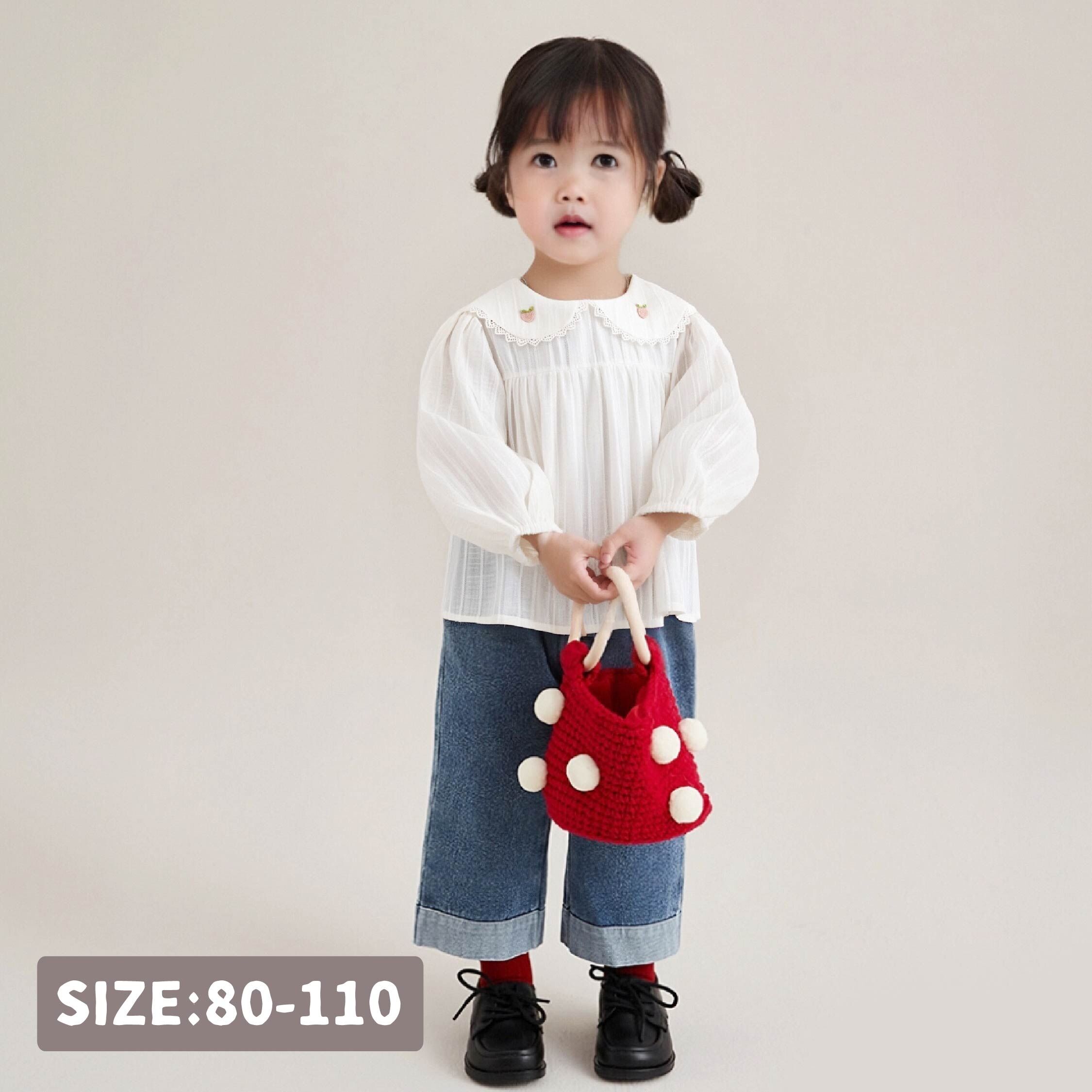 【H55277】愛心蘿蔔布貼花邊領上衣