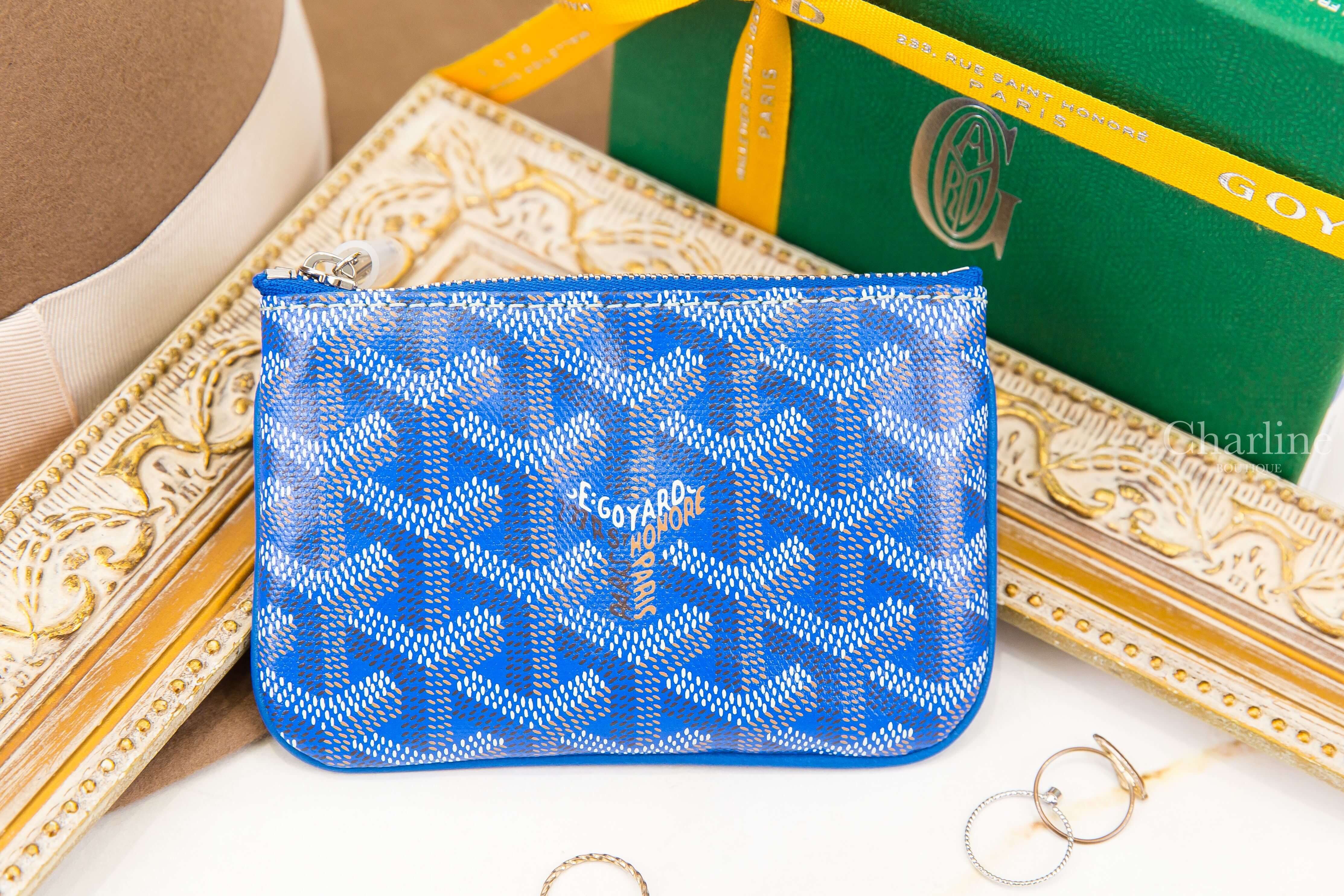 Goyard Sénat Nano Key Pouch 天空藍小牛皮黃色內裡銀釦拉鍊鑰匙零錢包-Charline Boutique 精品代購