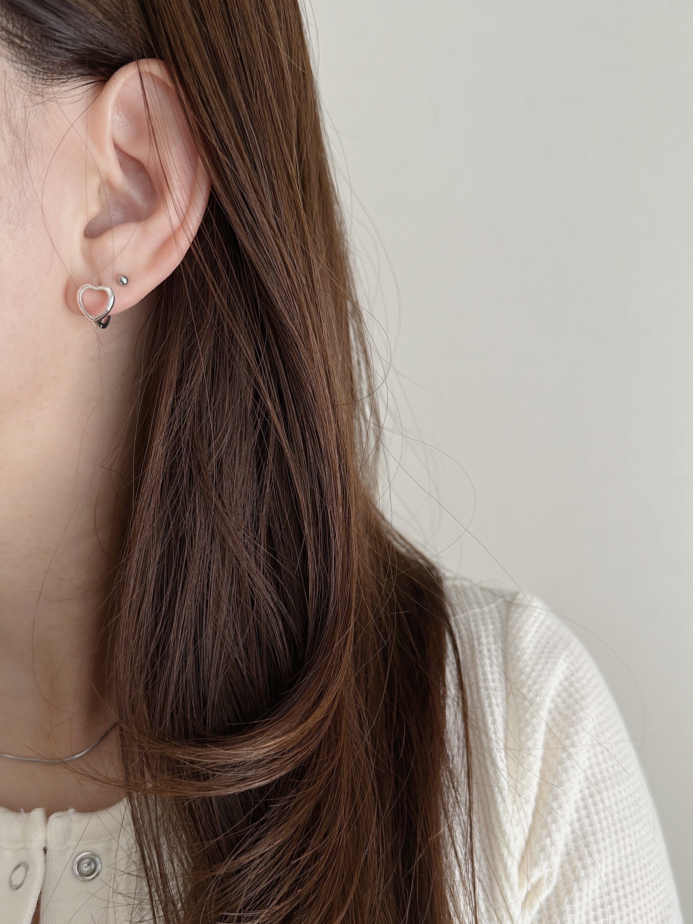 S925 simple heart pierce