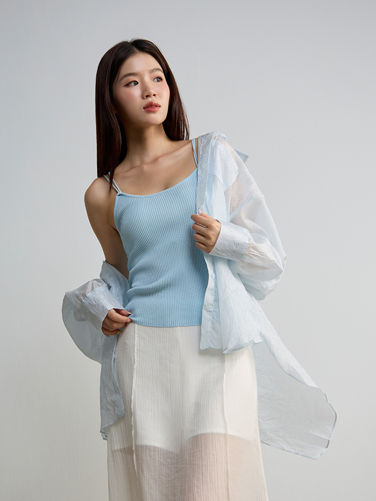 後交叉細緻美背羅紋背心