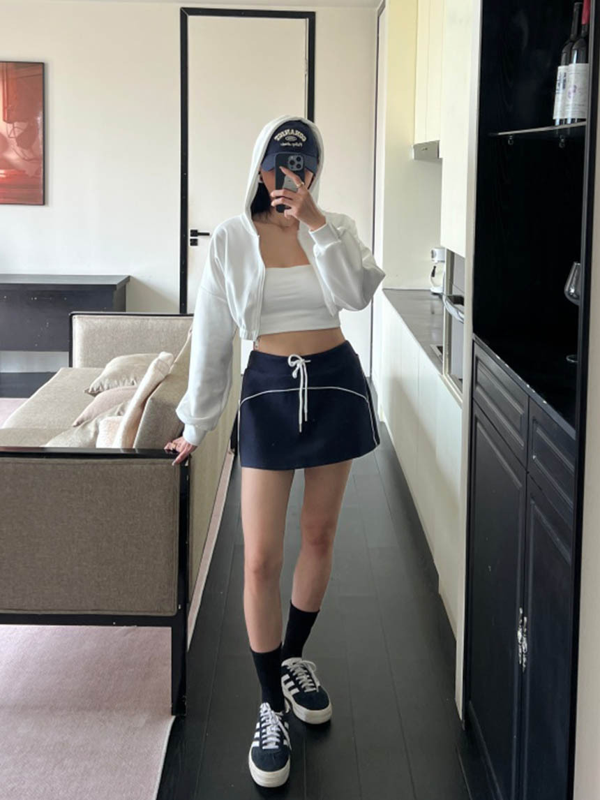運動抽繩A字短裙