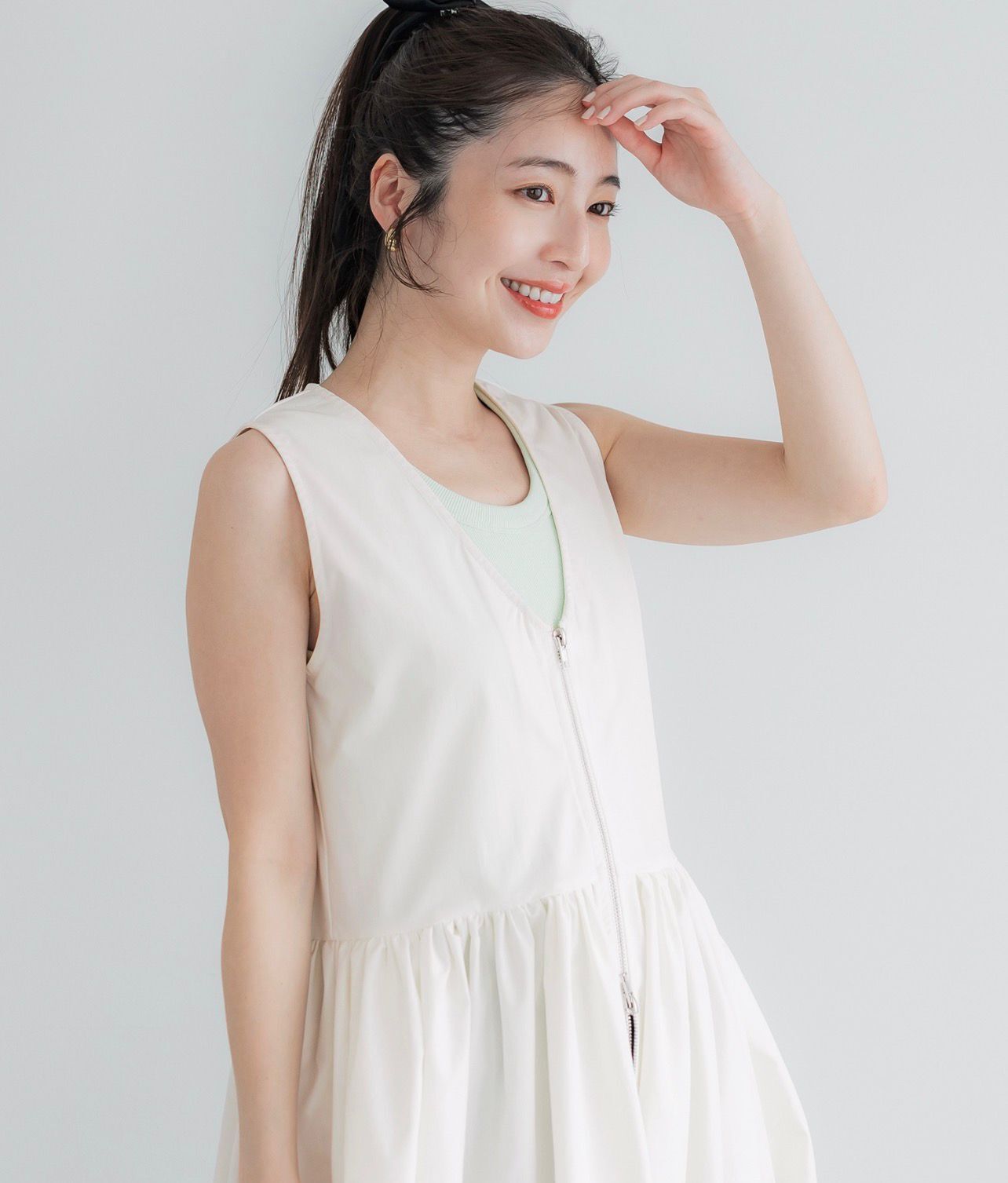 【預購】JN093007 coca V領前開拉鍊寬鬆連身裙