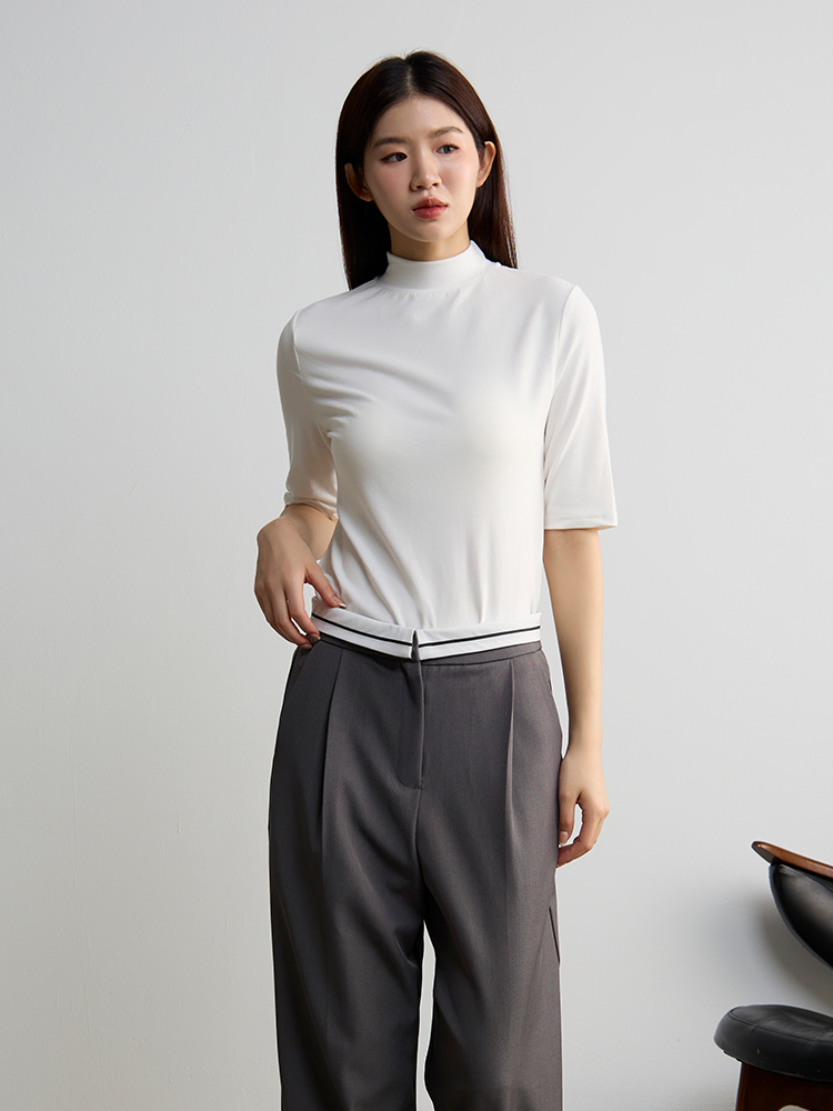 棉質親膚立領短袖上衣