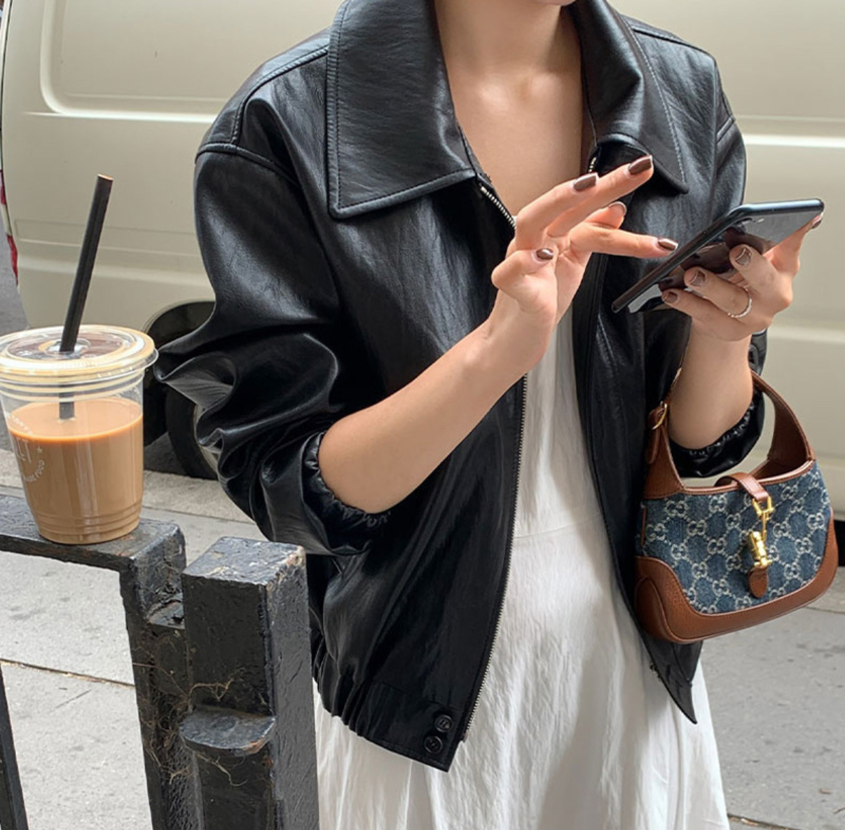 ᴷᴼᴿᴱᴬ 🇰🇷 BingBing光澤感隨性慵懶感皮革外套