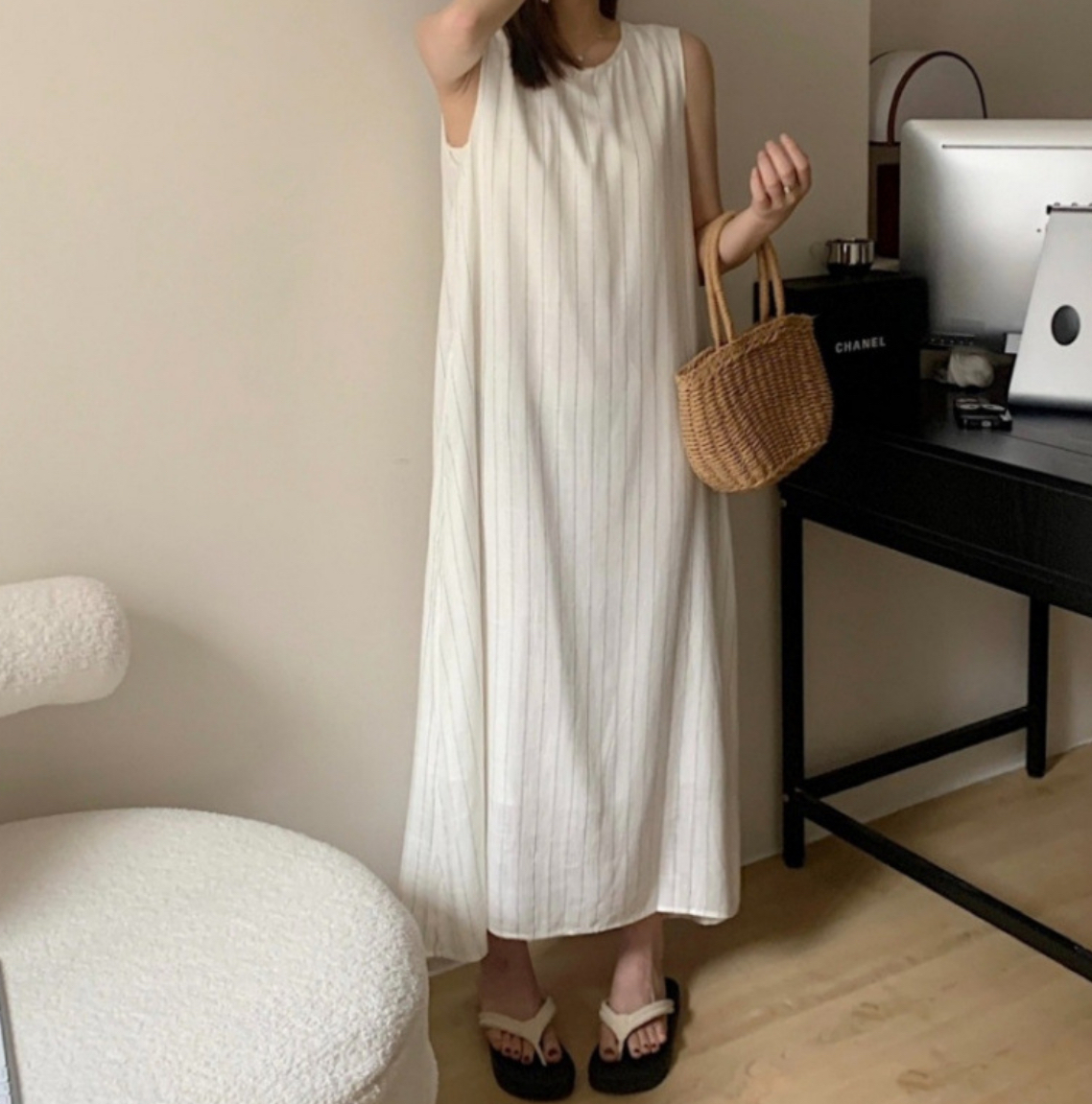 ᴷᴼᴿᴱᴬ 🇰🇷 休閒飄逸感清爽極簡直條紋長洋裝