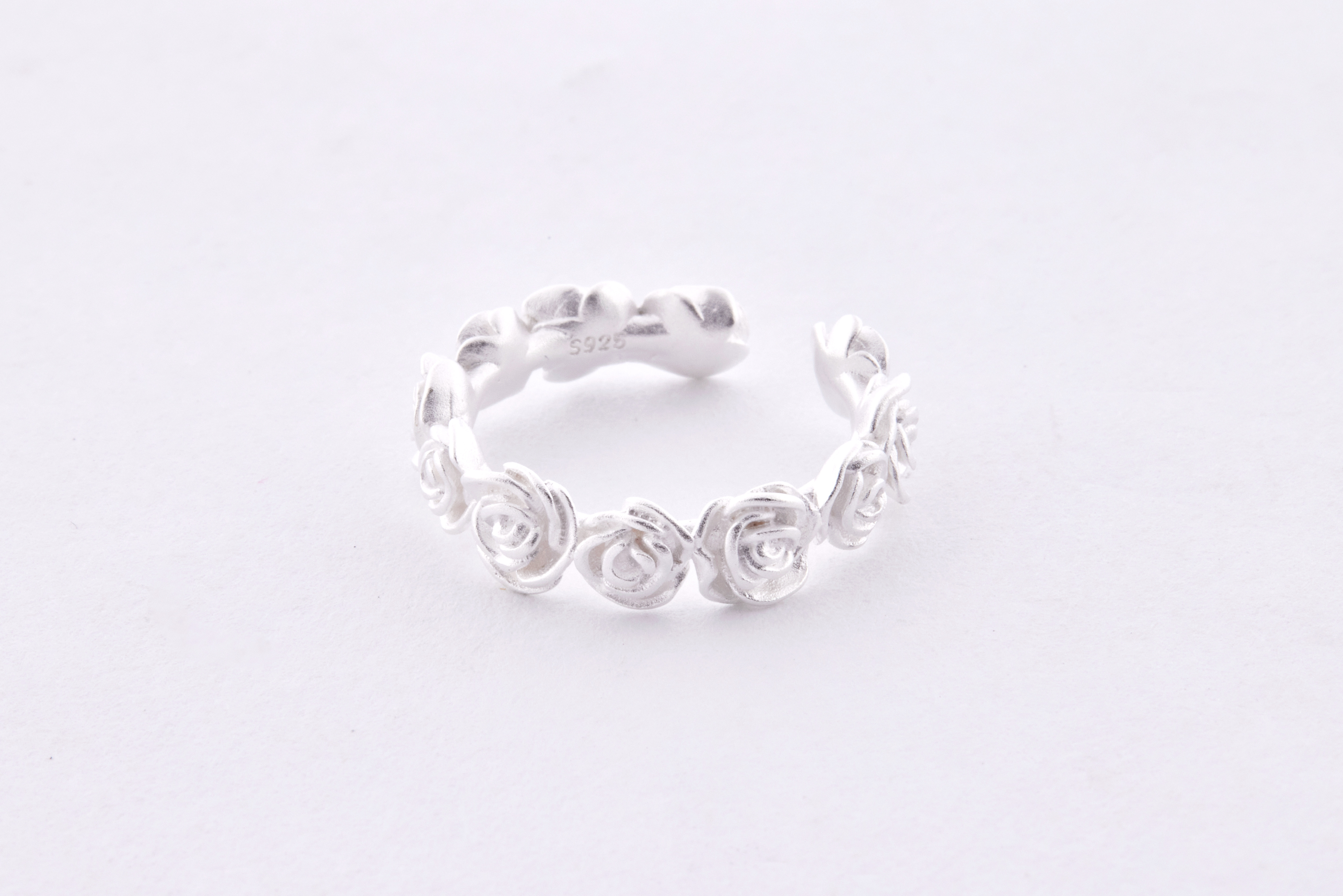 R1246| 純銀霧面玫瑰小花戒指