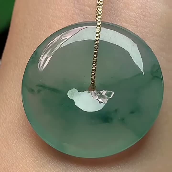 翡翠冰種飄花平安扣 (29.3mm直徑),天然翡翠A玉, 緬甸玉, Jade, Jadeite