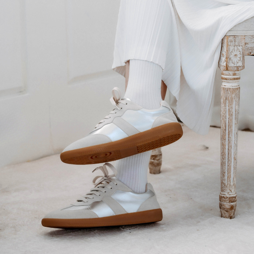 艾蜜莉真皮德訓鞋 銀米色(真皮女鞋/防潑水/超輕量)