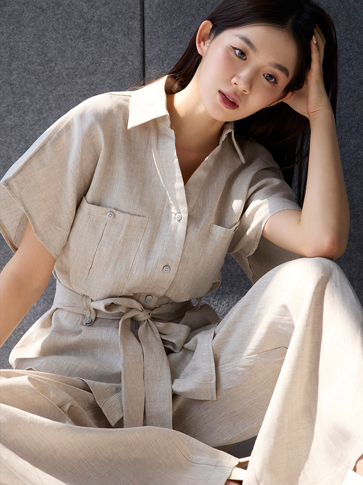 OH!HER 繫帶亞麻襯衫