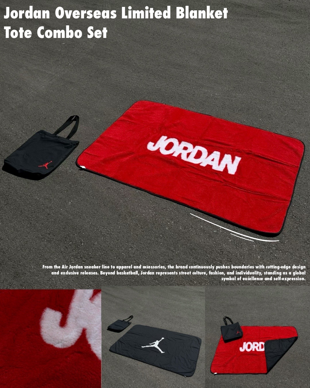 #現貨+預購 JORDAN 海外限定 雙面毛毯 附提袋 紅黑