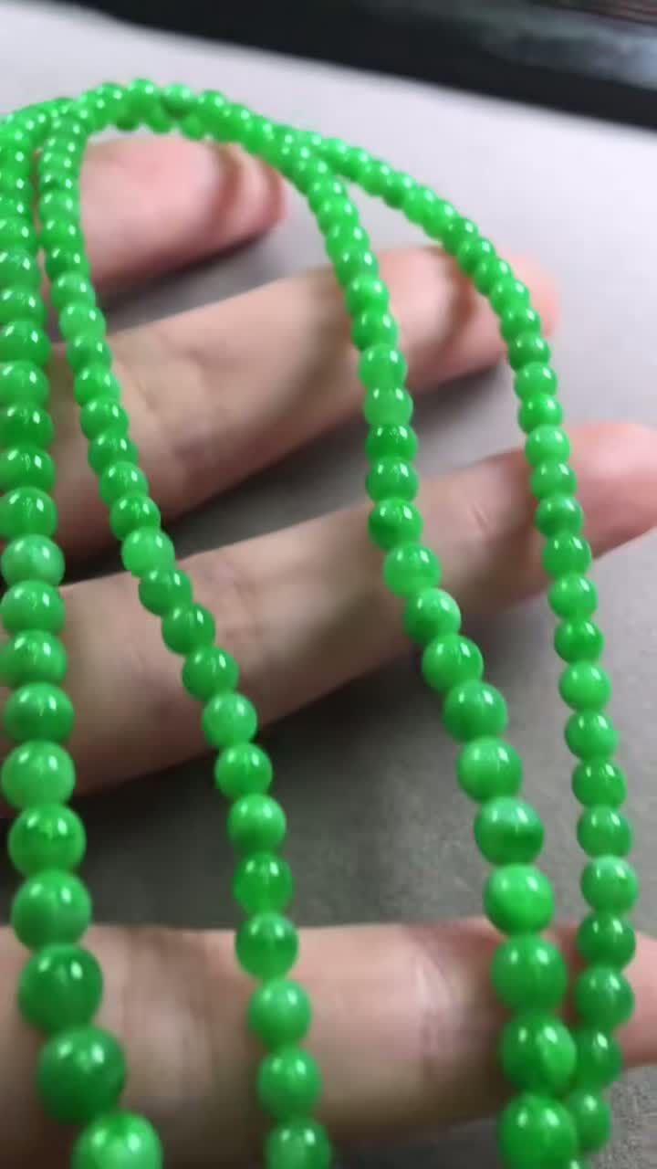 翡翠滿綠項鏈 (尺寸 3.8-5mm),天然翡翠A玉, 緬甸玉, Jade, Jadeite