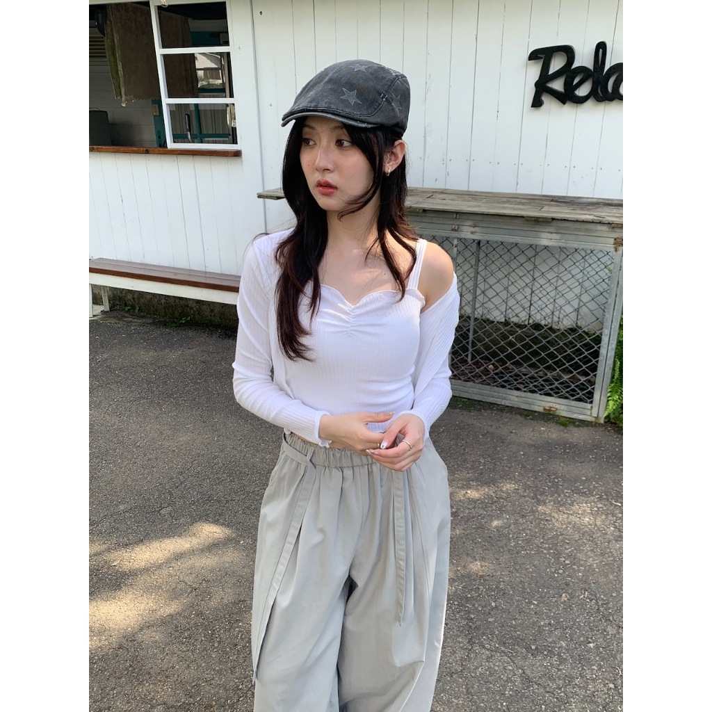 【imfine】正韓🇰🇷韓妞秋日 兩件式木耳邊罩衫+背心 #9790