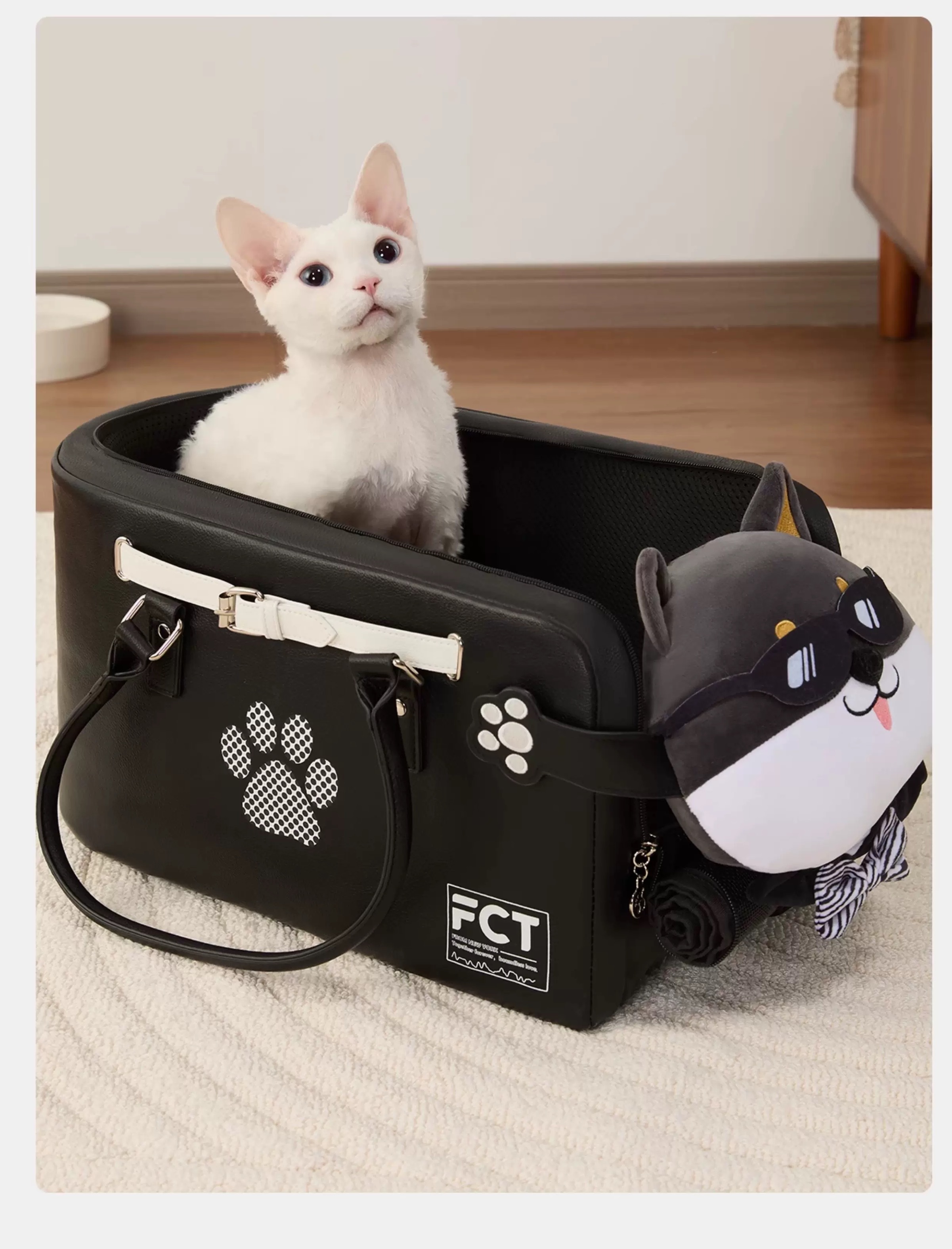 FCT 宠物车载包 可爱狗头可拆卸 防水耐抓