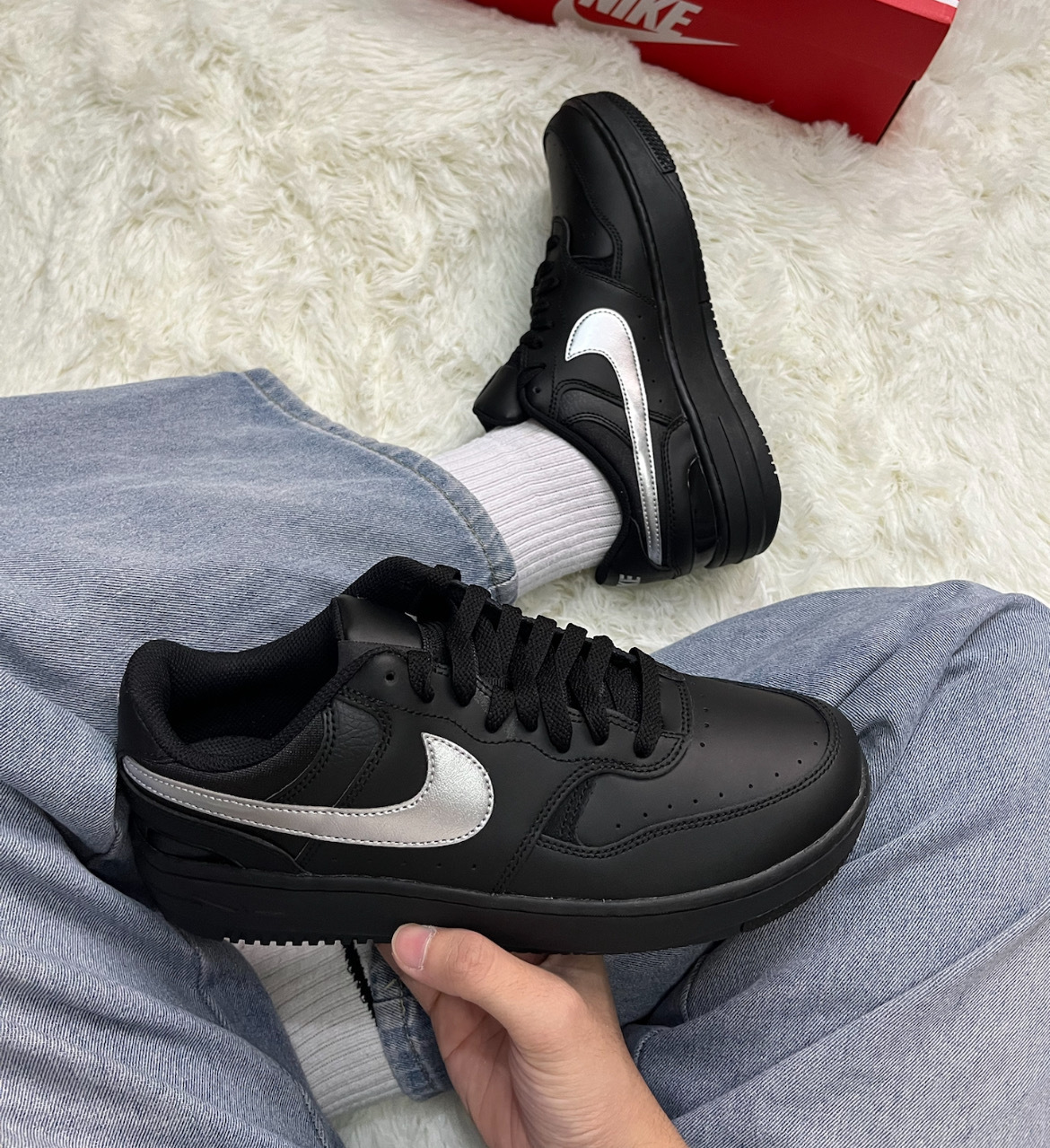 男女鞋 NIKE W GAMMA FORCE 黑銀 厚底 皮革 運動 休閒鞋【HQ1674-001】