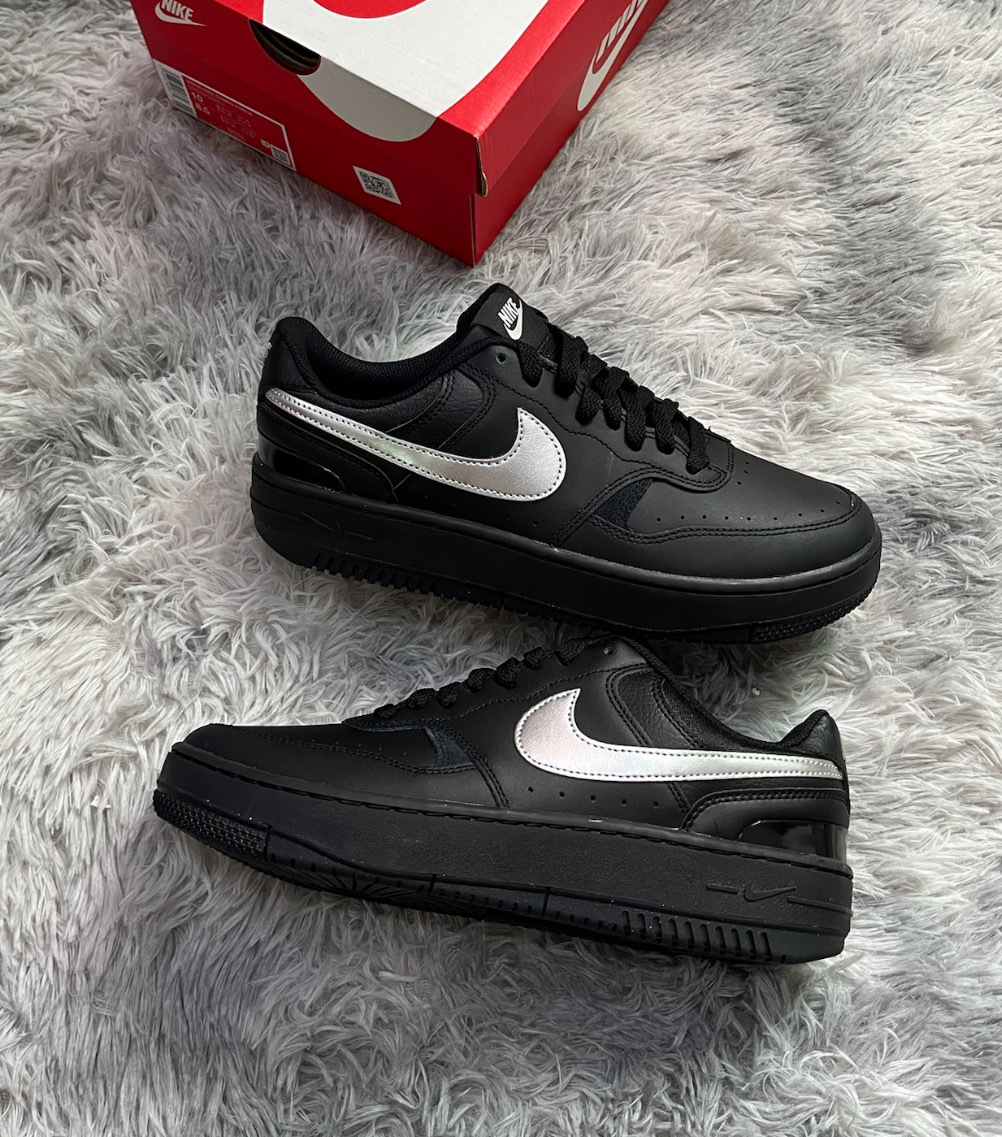 男女鞋 NIKE W GAMMA FORCE 黑銀 厚底 皮革 運動 休閒鞋【HQ1674-001】