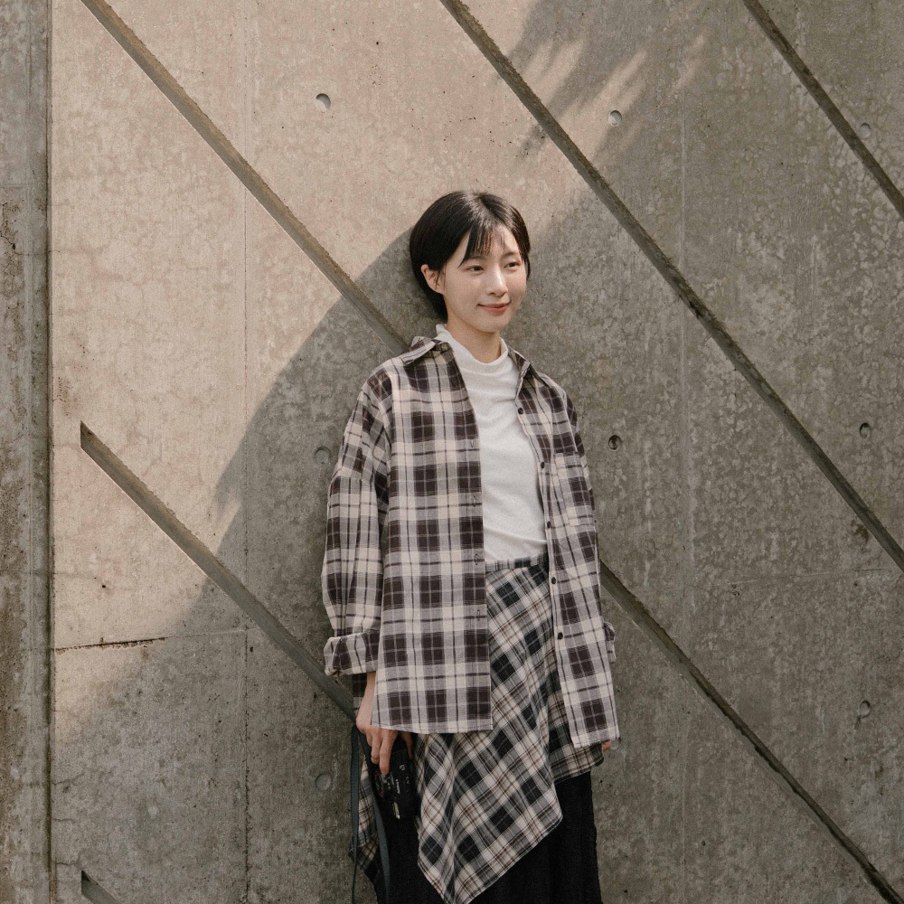 Classic contrast plaid long-sleeved shirt, available in two colors【01025682】in stock+pre-order
