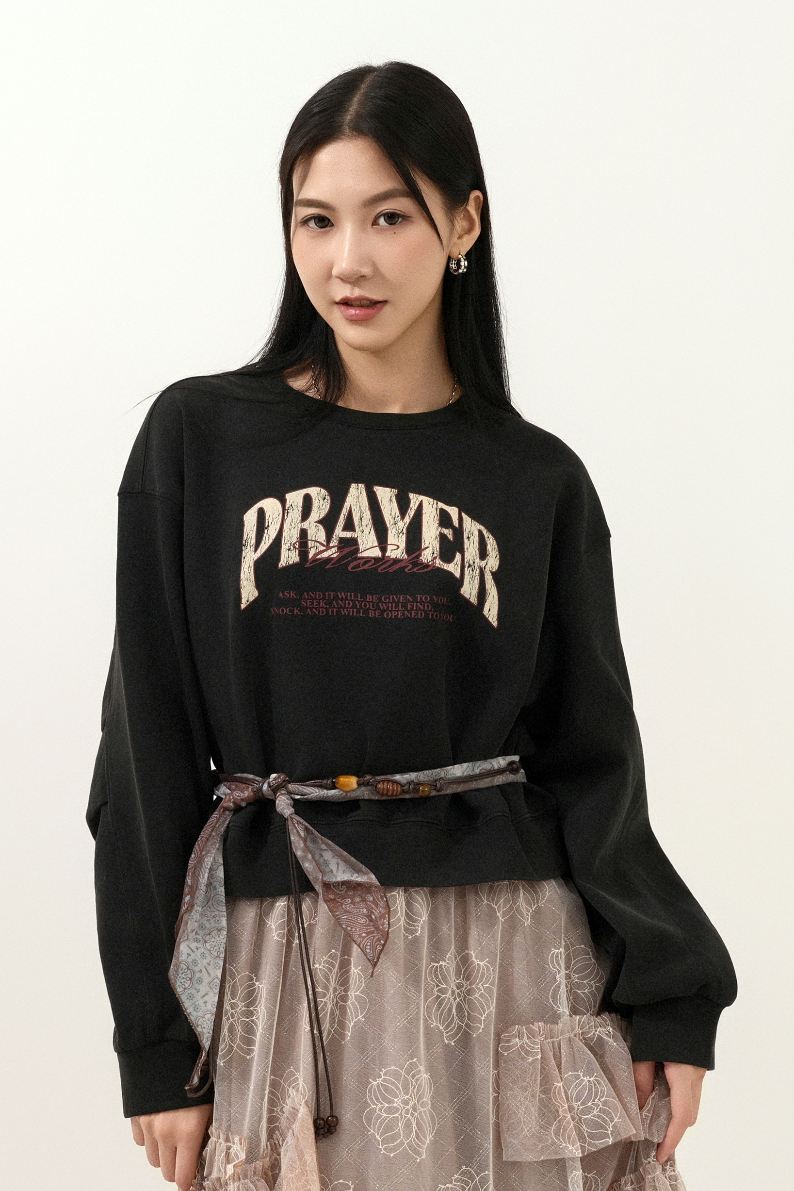 民族圍巾綁繩短衛衣（現貨款式）