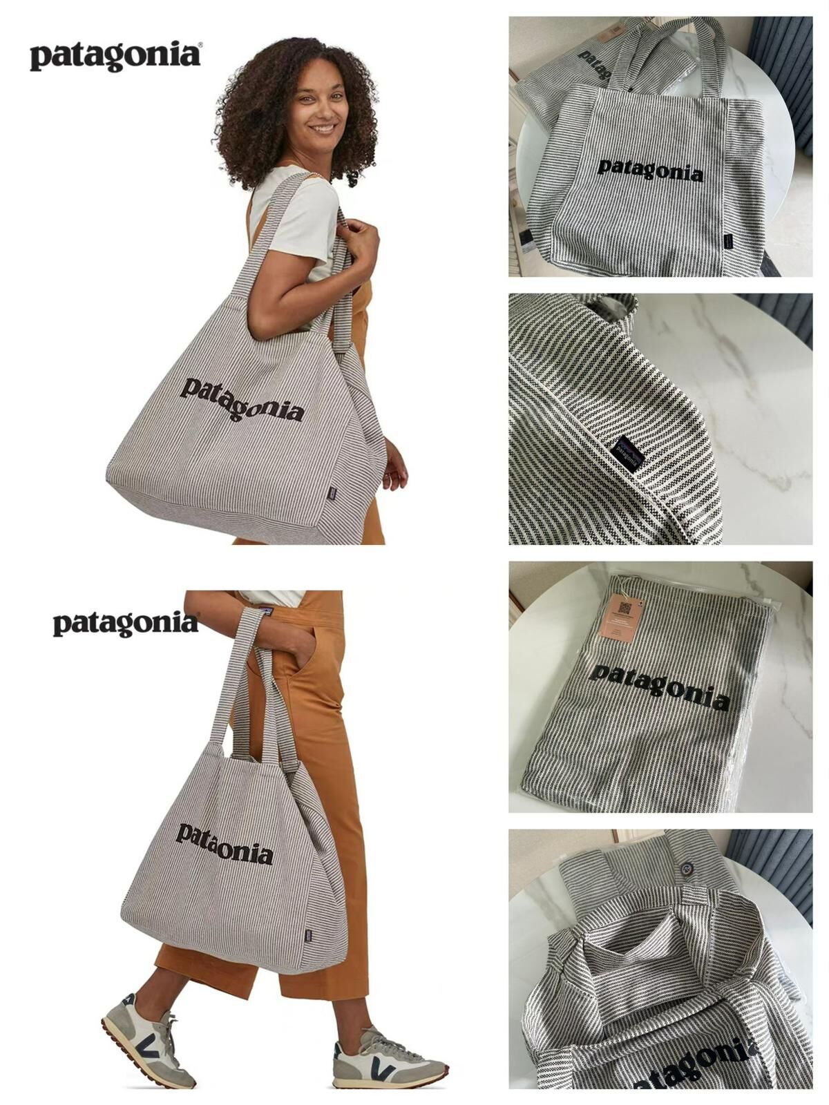 Recycled Pat*agonia帆布條紋托特包 -2502363