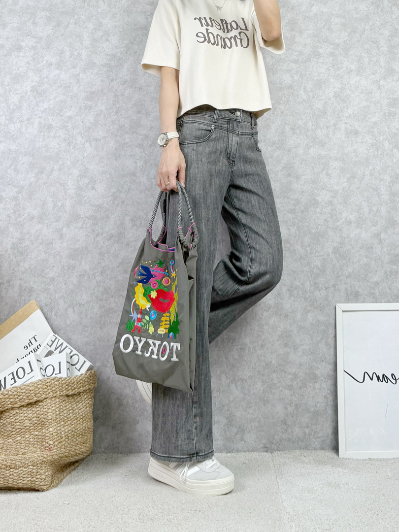 炭灰色的低調質感☆舒適彈力顯瘦寬褲