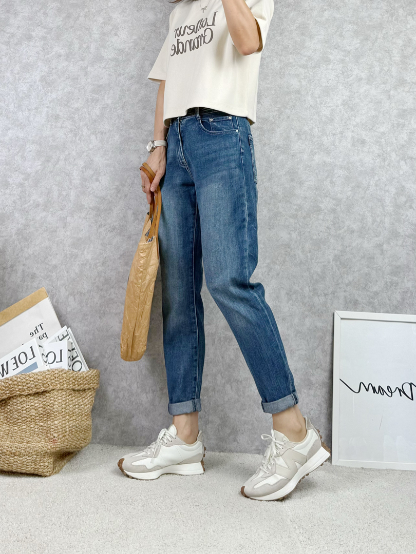 隨性反折自然修飾大腿線條休閒褲