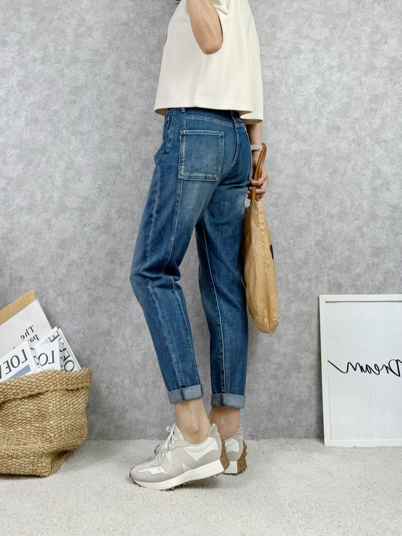 隨性反折自然修飾大腿線條休閒褲