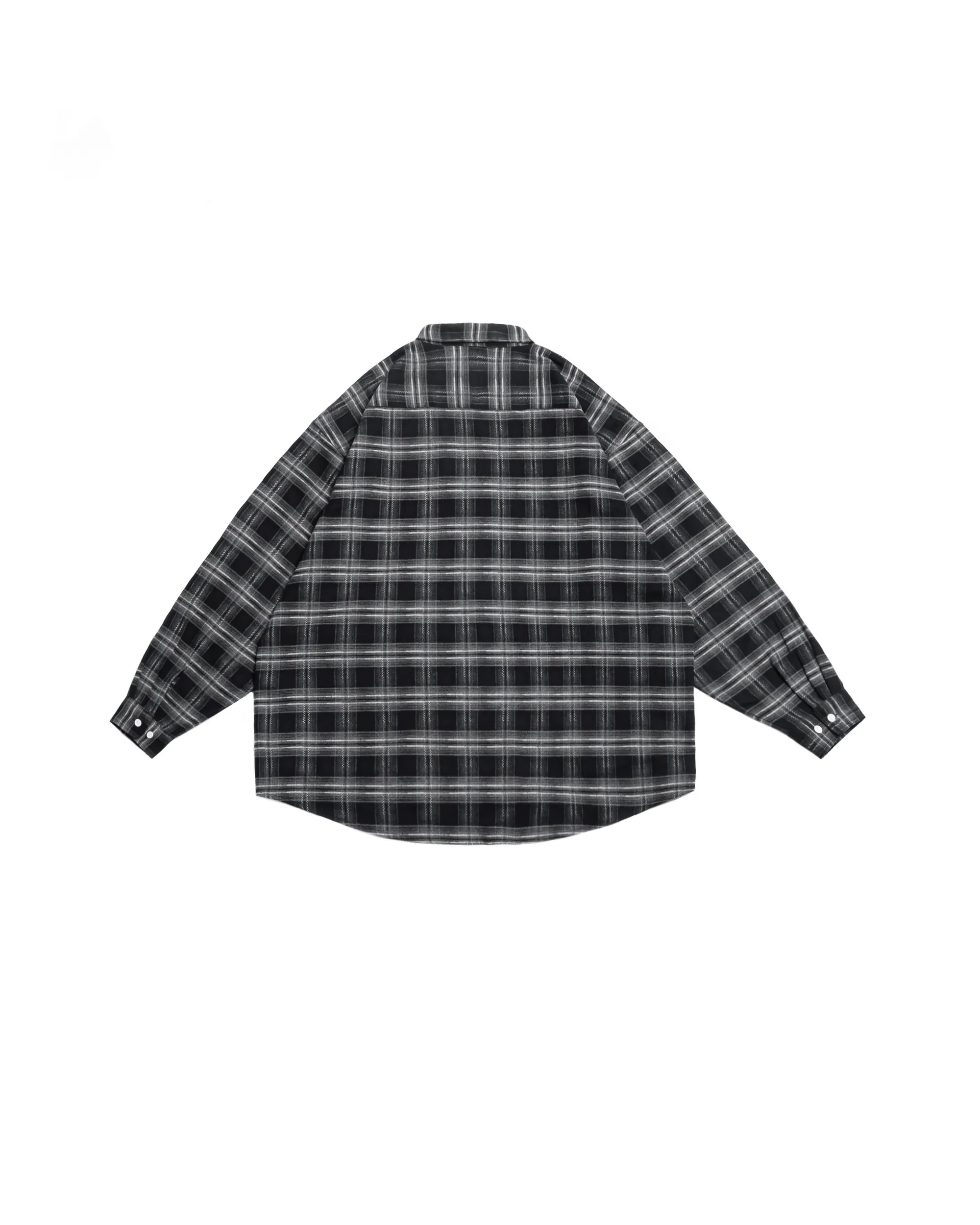 PERSEVERE RELAXED-FIT L/S SHIRT - BLACK & GRAY & WHITE CHECK