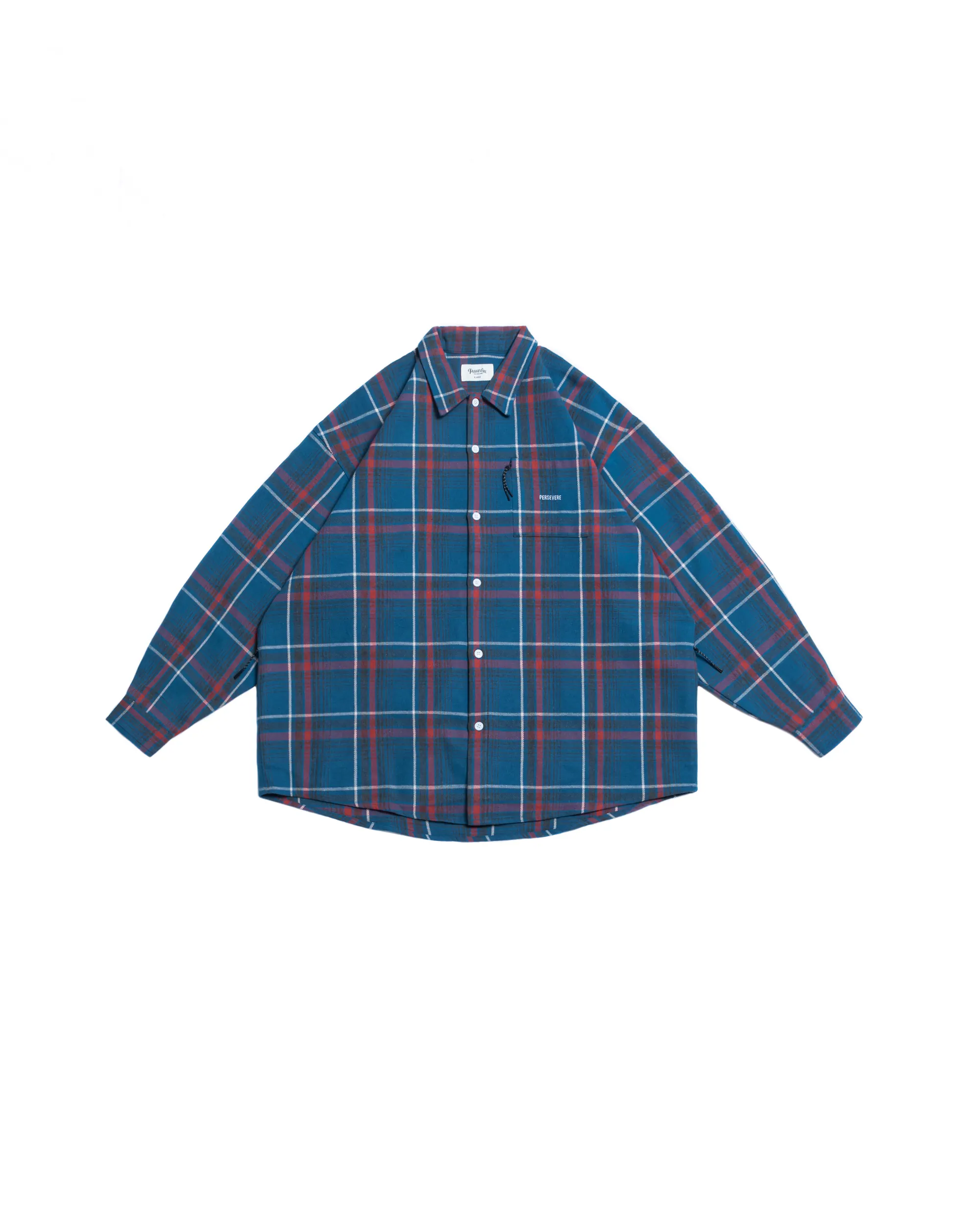 PERSEVERE RELAXED-FIT L/S SHIRT - BLUE & RED & WHITE CHECK