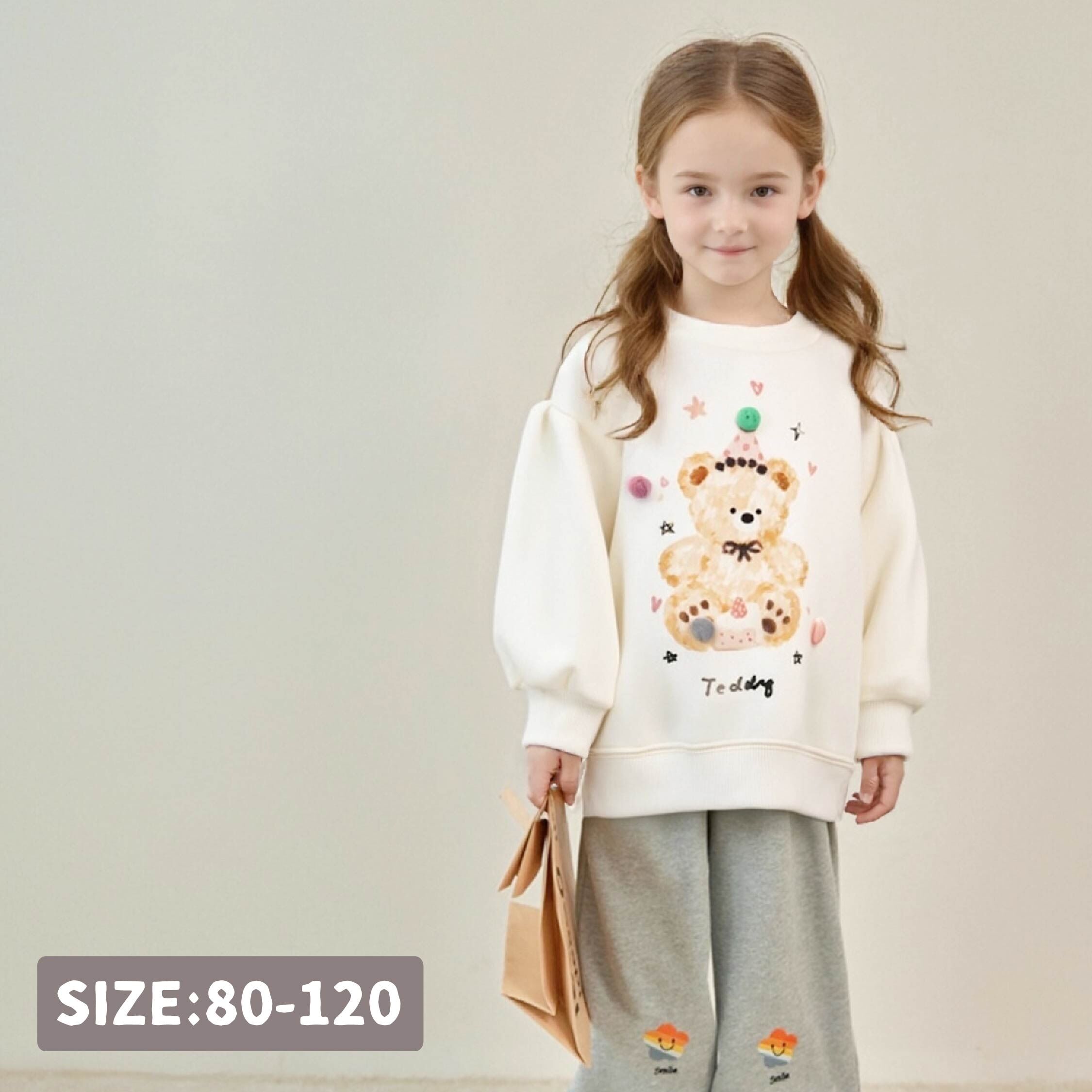 【H55157】慶生小熊立體球球上衣＊二色