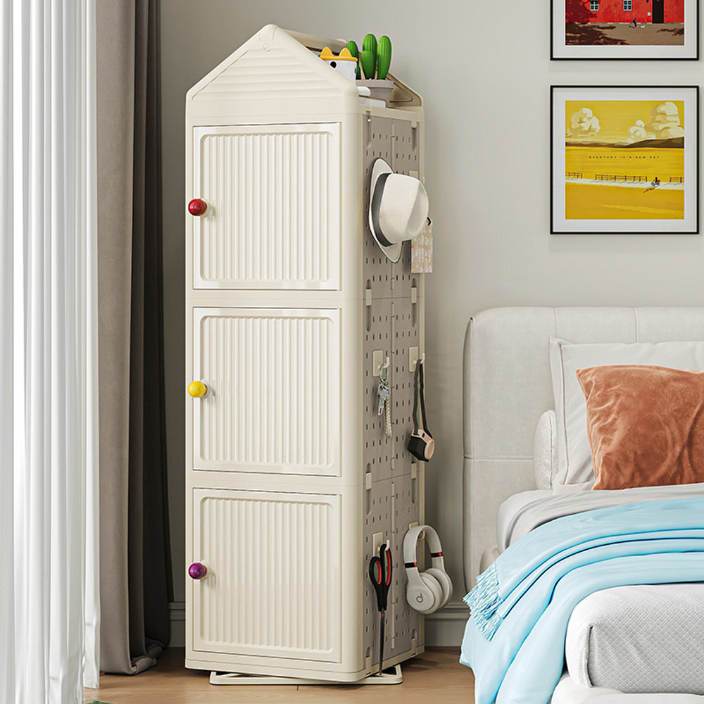 【AOTTO】小屋洞洞板三層置物旋轉收納書架(AC-217)