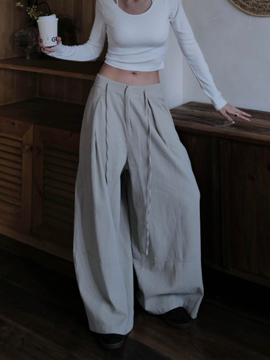 高磅個性抽繩寬褲*3色