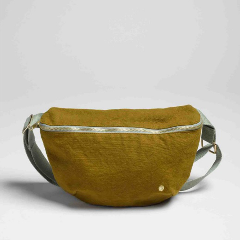 法國La cerise sur le gâteau有機棉時尚腰包-堅果芥末