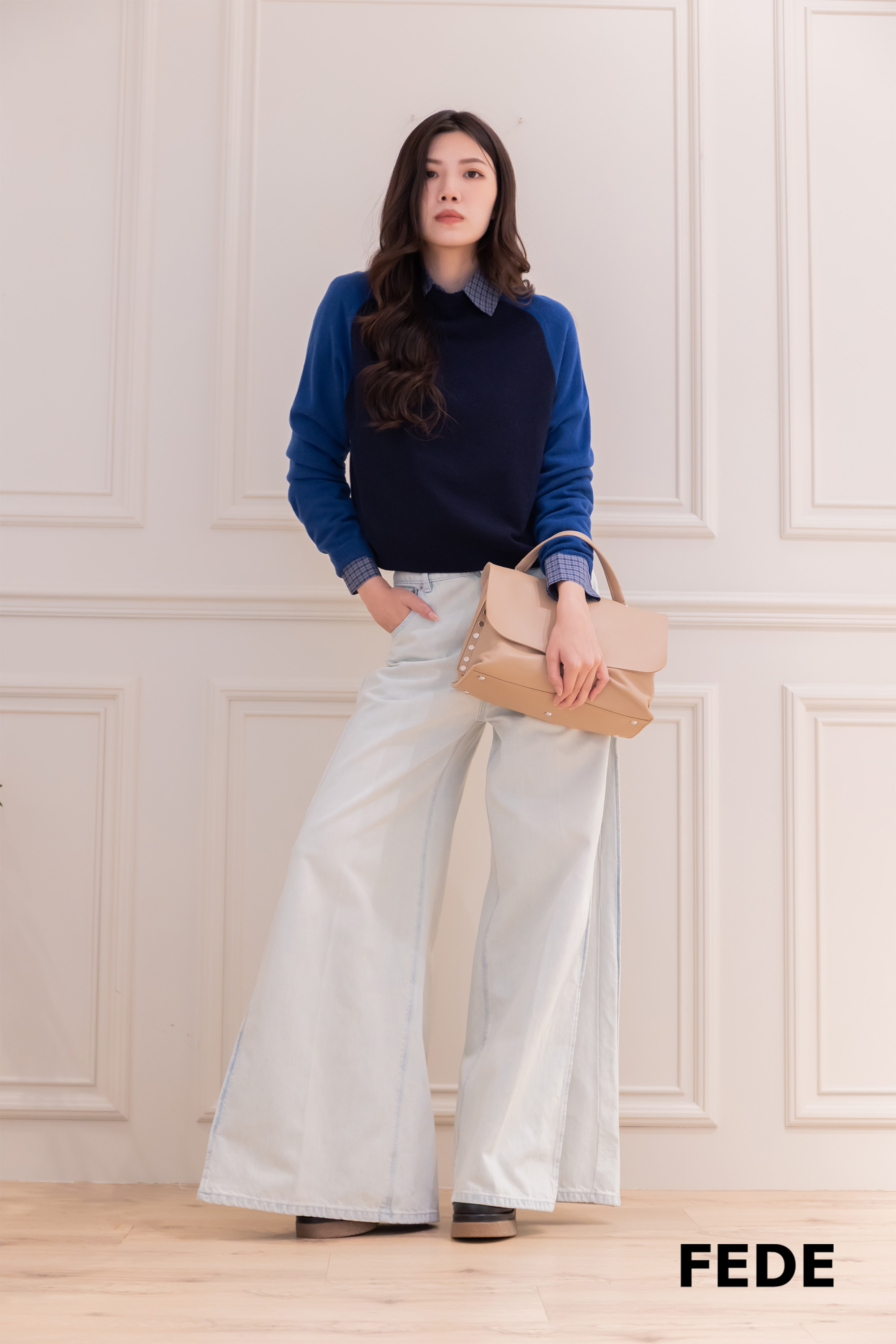 Semicouture  雙色針織衣(深藍)