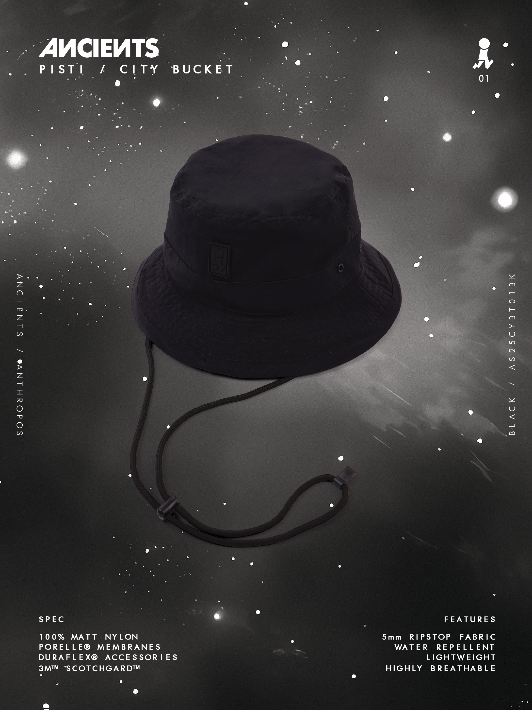 ANCIENTS PISTI / CITY BUCKET AS25CYBT01 BLACK
