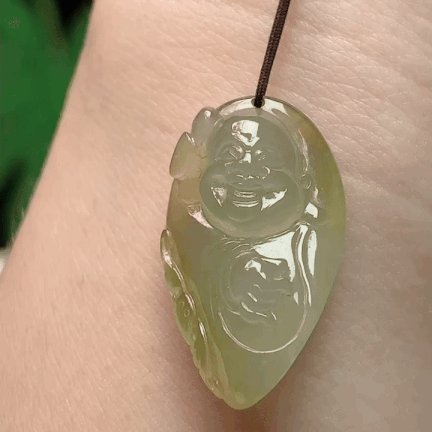 920340 翡翠黃翡佛牌