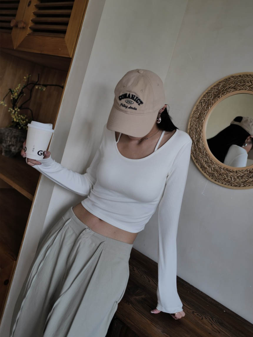 羊絨胸墊假2件上衣*5色